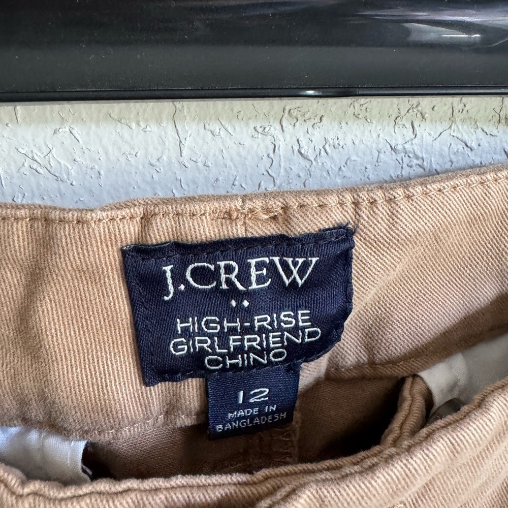 J Crew Tan High Rise Girlfriend Chino Tapered Leg Pant Womens 12 Careerwear - Picture 4 of 6
